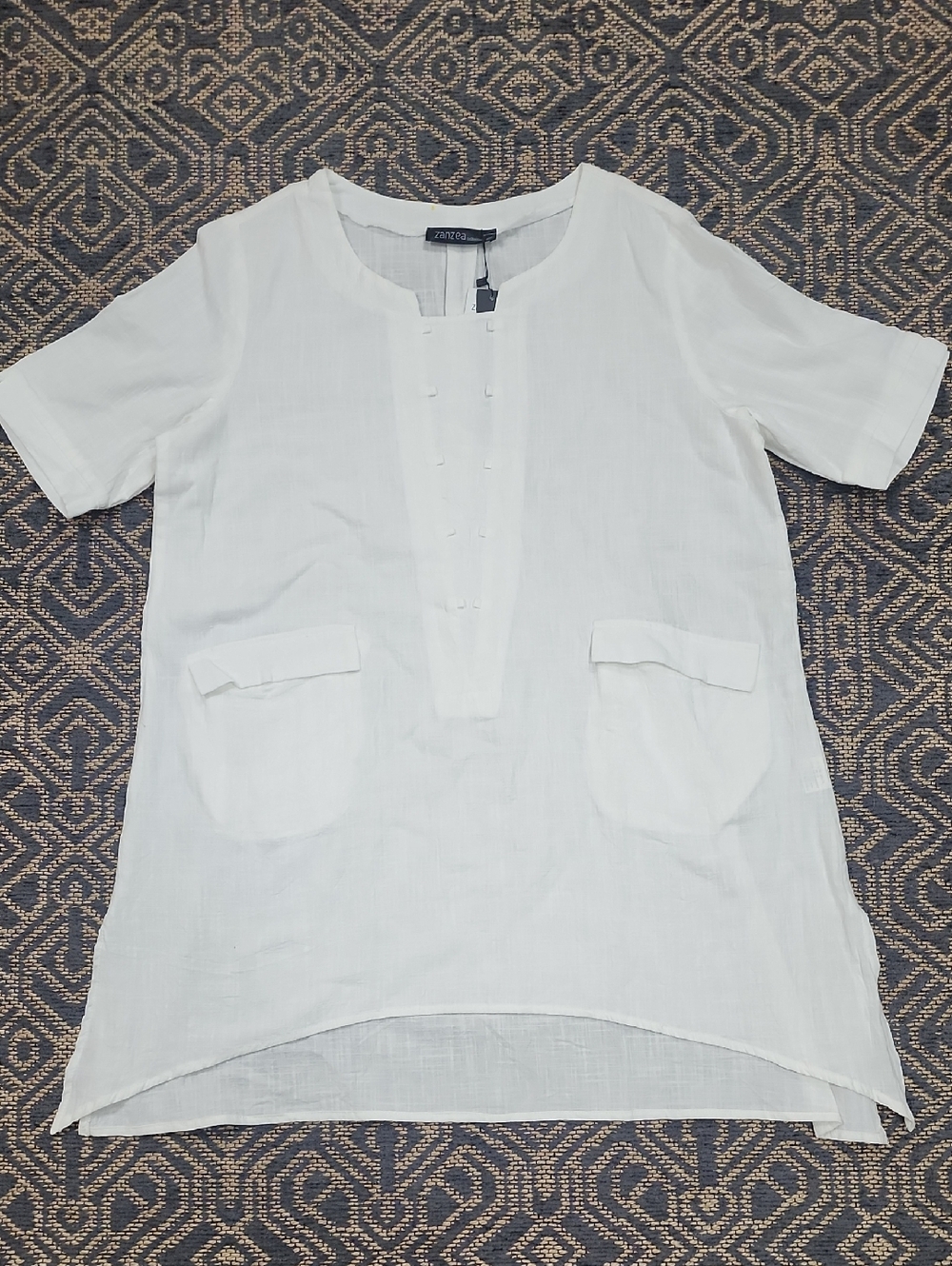 Zanzea White Cotton Short Sleeve Mini Dress New With Tags